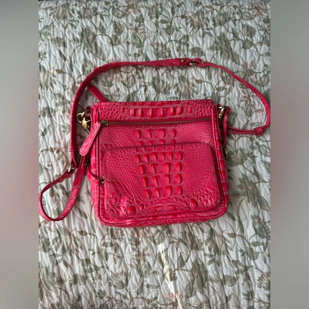 Brahmin Melbourne Cleo crossbody hot bright pink - Picture 1 of 16